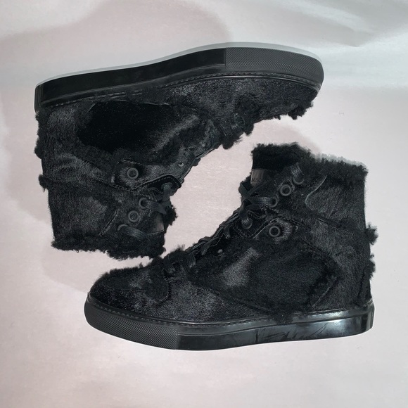 BALENCIAGA size 36 black ponyhide/shearling SNEAKS - Picture 16 of 16